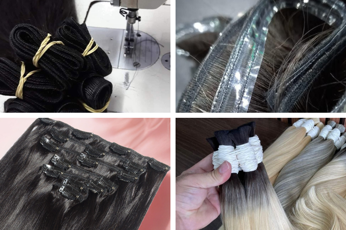 Cabelos humanos em diferentes formatos: costura, tic tac e ombré