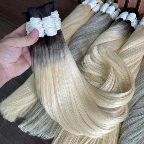 Cabelo Humano Vietnamita Loiro Raiz Esfumada da Cabelove | Up Hair, fios 100% humanos e naturais, tonalidade loira com raiz esfumada, brilho intenso e pontas cheias para alongamentos e mega hair premium.