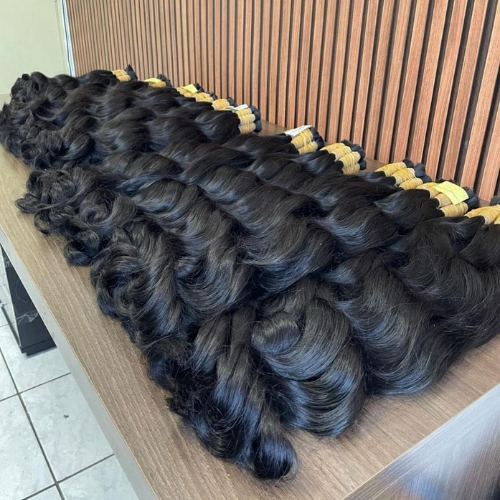 Cabelo Humano Vietnamita Super Double Drawn Ondulado Premium – fios densos e naturais para mega hair